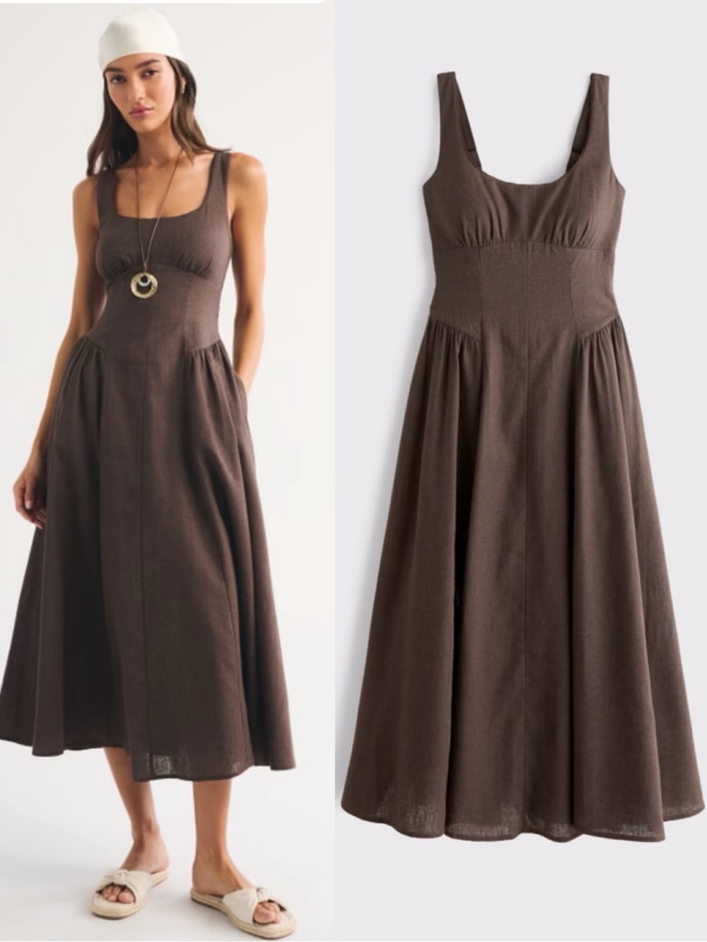 Abercrombie & Fitch Dylan Bra-Free Linen Blend Midi Dress